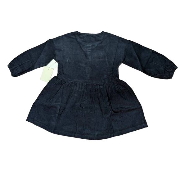 NWT Open Edit Corduroy Henley Dress Kids' Girl Navy Kind Award Patch Size 2 - Picture 2 of 5